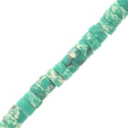 Perles rondelles Heishi - Régalite teintée 6x3 mm - Vert turquoise x20|raw }}