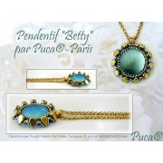 Cabochon rond en verre par Puca® 25 mm - Green Turquoise Metallic Mat x1