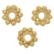 Perles rondelles forme fleur 10 mm - Doré à l'or fin x6|raw }}