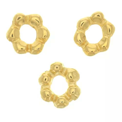 Perles rondelles forme fleur 6.5x7 mm - Doré à l'or fin x5