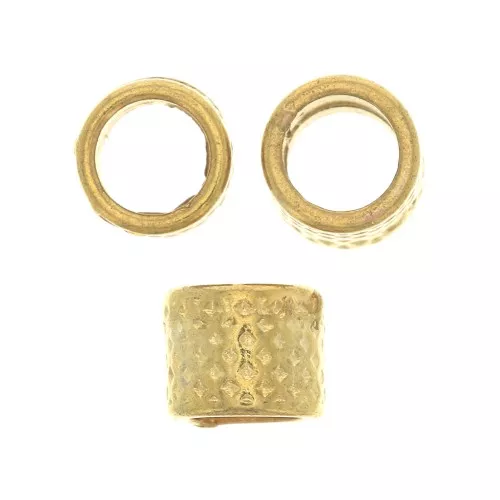 Perles tubes travaillées 5x4 mm - Doré à l'or fin x5