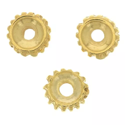 Perles rondelles striées 7 mm - Doré à l'or fin x6