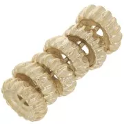 Perles rondelles striées 7 mm - Doré à l'or fin x6