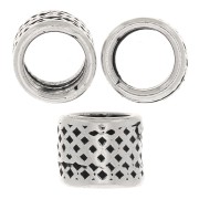 Perles tubes travaillées 5x4 mm - Argenté vieilli x5|raw }}