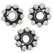 Perles rondelles forme fleur 10 mm - Argenté vieilli x6|raw }}