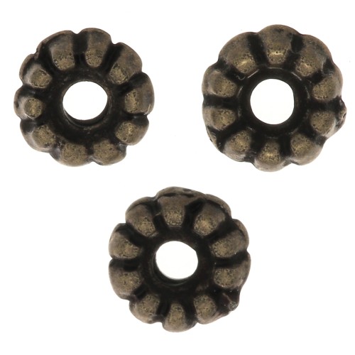 Perles rondelles travaillées 5 mm - Bronze x5
