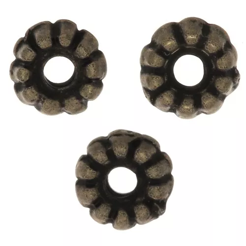 Perles rondelles travaillées 5 mm - Bronze x5