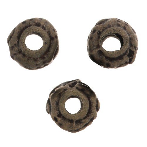 Perles rondelles irrégulières travaillées 5 mm - Bronze x5