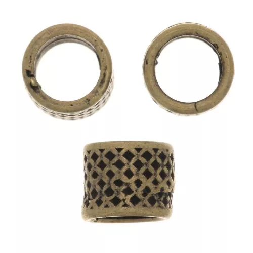 Perles tubes travaillées 5x4 mm - Bronze x5