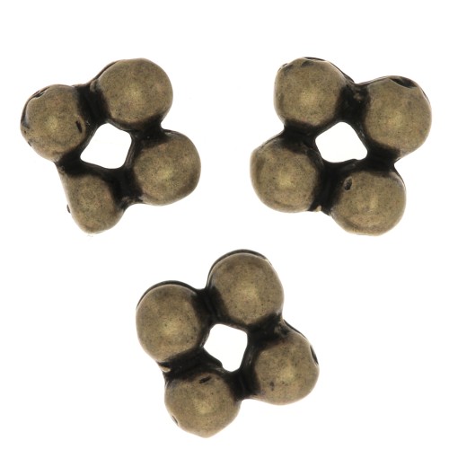 Perles rondelles forme fleur 7 mm - Bronze x6