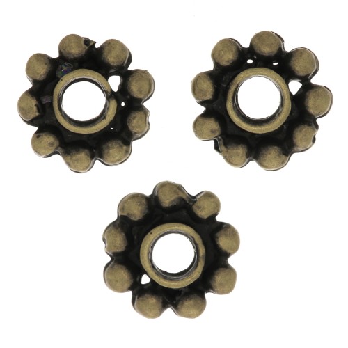 Perles rondelles forme fleur 10 mm - Bronze x6