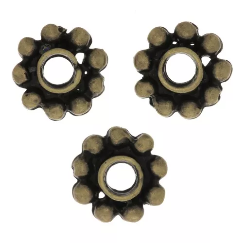Perles rondelles forme fleur 10 mm - Bronze x6