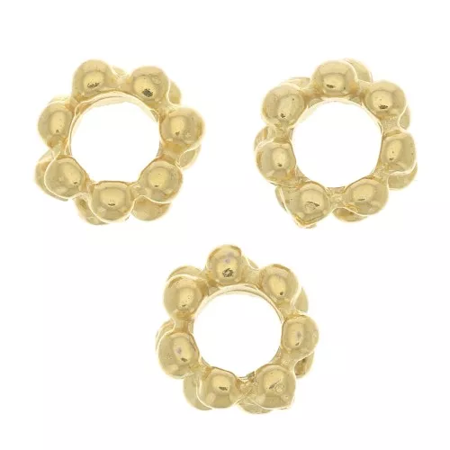 Perles rondelles fleur 6x3 mm - Doré à l'or fin x10