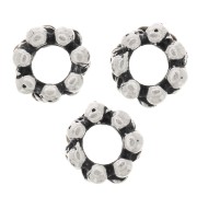 Perles rondelles fleur 6x3 mm - Argenté vieilli x10|raw }}