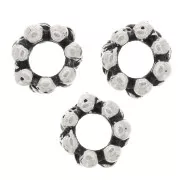 Perles rondelles fleur 6x3 mm - Argenté vieilli x10