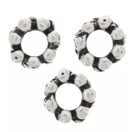 Perles rondelles fleur 6x3 mm - Argenté vieilli x10