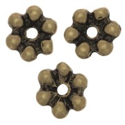 Perles rondelles fleur 6 pétales - 10 mm - Bronze x6