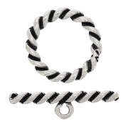 Fermoir en T torsadé pour bracelet ou collier 27 mm - Argenté vieilli x1|raw }}