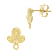 Clous d'oreilles cactus 12x10 mm avec anneau fermé - Doré à l'or fin x2