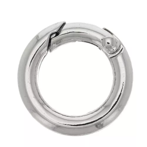 Fermoir rond mousqueton 20 mm - Rhodié x1