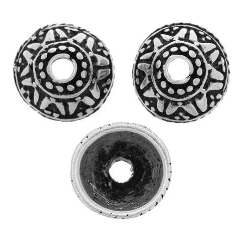 Coupelles travaillées 11 mm - Argenté vieilli x6
