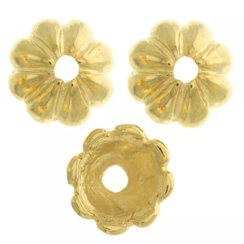 Coupelles striées 9 mm - Doré à l'or fin x6