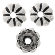 Coupelles striées 9 mm - Argenté vieilli x6|raw }}