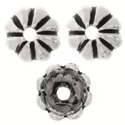 Coupelles striées 9 mm - Argenté vieilli x6