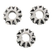 Perles rondes aplaties striées 5x4 mm - Argenté vieilli x10|raw }}