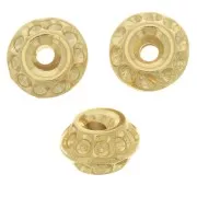 Perles rondelles travaillées 8x5 mm - Doré à l'or fin x5