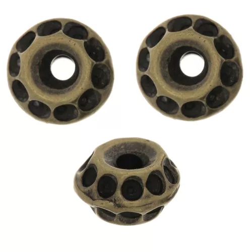 Perles rondelles travaillées 8x5 mm - Bronze x5