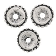 Perles rondelles avec des petites boules 9 mm - Argenté vieilli x6