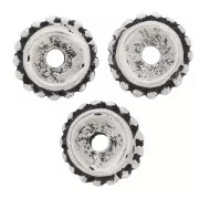 Perles rondelles avec des petites boules 9 mm - Argenté vieilli x6