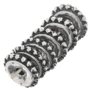 Perles rondelles avec des petites boules 9 mm - Argenté vieilli x6