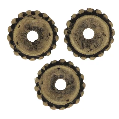 Perles rondelles avec des petites boules 9 mm - Bronze x6