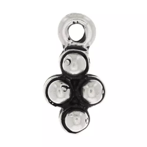 Breloque losange avec petite boule 15x8 mm - Argenté vieilli x1