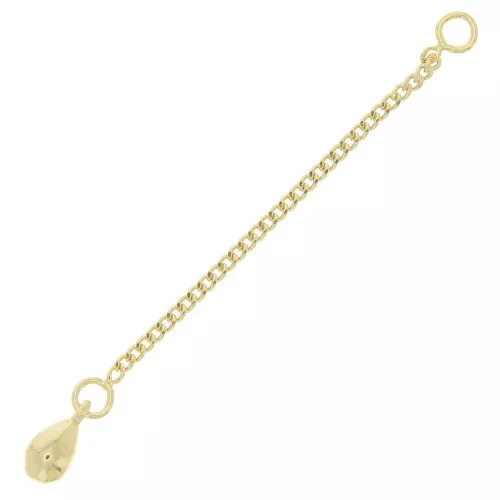 Chainette d'extension goutte maille Gourmette limée 60 mm - Plaqué Or 3 microns x1