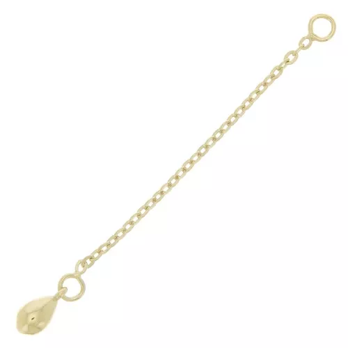 Chainette d'extension goutte maille Forçat miroir 60 mm - Plaqué Or 3 microns x1