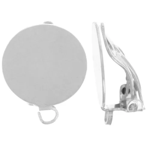 Clips plateau 13 mm avec anneau - Argent 925 x2