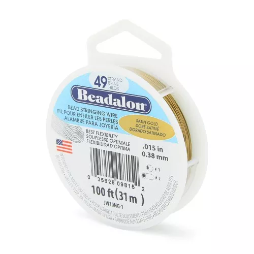 Fil Cablé 49 brins 0.38 mm - Beadalon - Doré satiné x31m