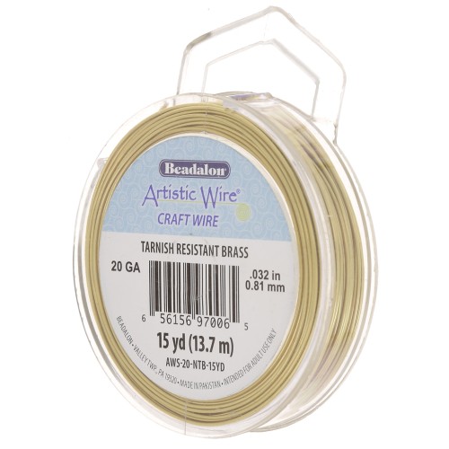 Fil de laiton Artistic Wire 0.81 mm - brut traité anti-ternissement x13.7m