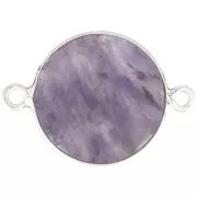 Intercalaire rond en pierre gemme 22x16 mm - Argent 925 - Amethyste x1