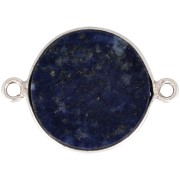 Intercalaire rond en pierre gemme 22x16 mm - Argent 925 - Lapis lazuli x1