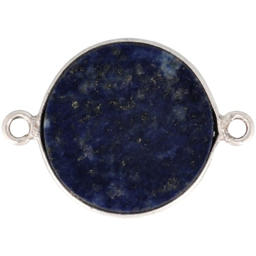 Intercalaire rond en pierre gemme 22x16 mm - Argent 925 - Lapis lazuli x1