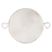 Intercalaire rond en pierre gemme 22x16 mm - Argent 925 - Pierre de lune x1