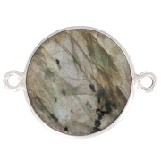 Intercalaire rond en pierre gemme 22x16 mm - Argent 925 - Labradorite x1|raw }}