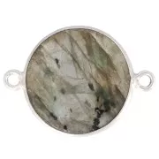 Intercalaire rond en pierre gemme 22x16 mm - Argent 925 - Labradorite x1