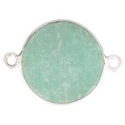 Intercalaire rond en pierre gemme 22x16 mm - Argent 925 - Amazonite x1