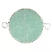 Intercalaire rond en pierre gemme 22x16 mm - Argent 925 - Amazonite x1