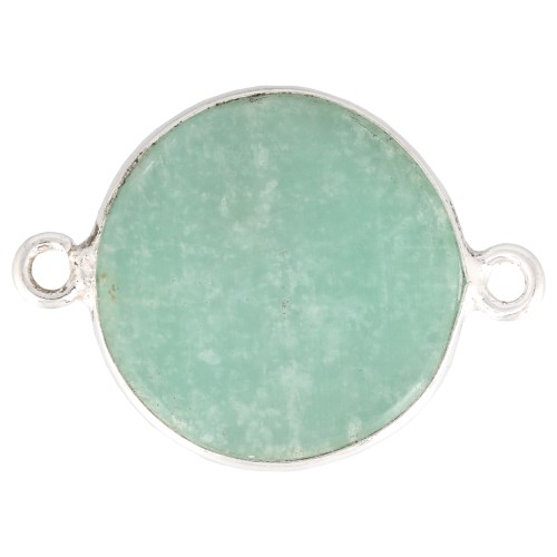 Intercalaire rond en pierre gemme 22x16 mm - Argent 925 - Amazonite x1